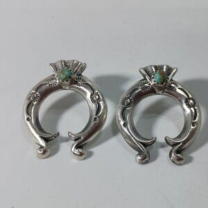Native American Navajo Sterling Silver Turquoise Naja Post Earring's, P. Gordon